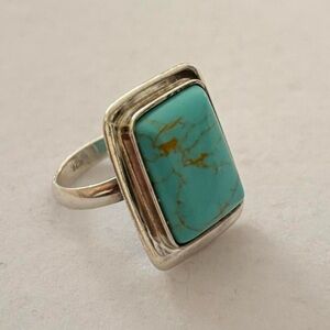 Vintage 925 Sterling Silver Super Chunky Turquoise Boho Western Statement Ring